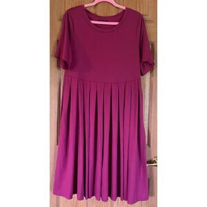 Bloomchick Plum Midi Dress with Pockets Size 12 60% Polyester 35% Rayon 5% Spdex